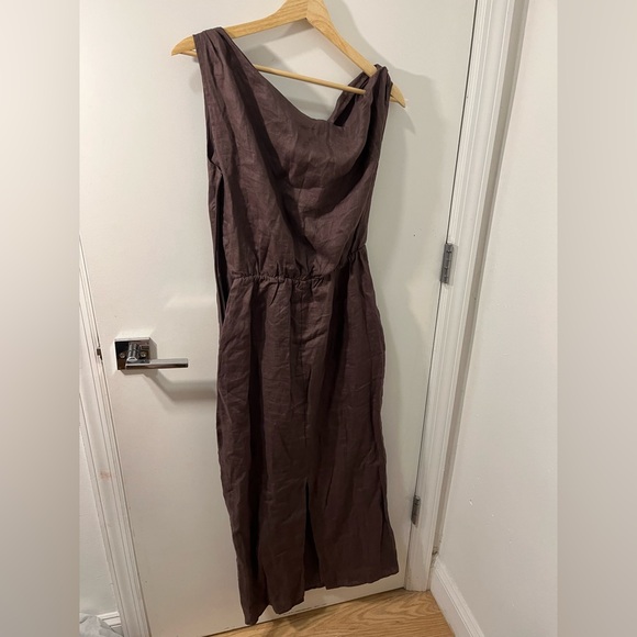 Dissh Cass Linen midi dress in chocolate - US 10 - Picture 6 of 7